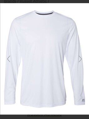 NWT Russell Athletic White Unisex Core Performance Long Sleeve T-Shirt Size L